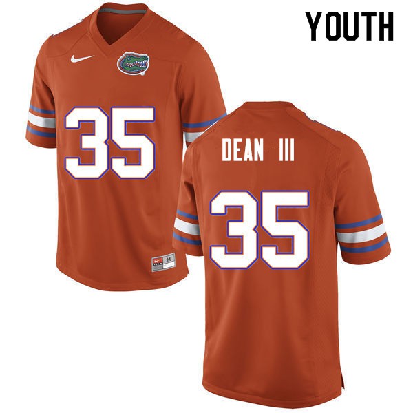 Youth #35 Trey Dean III Florida Gators College Football Jersey Orange